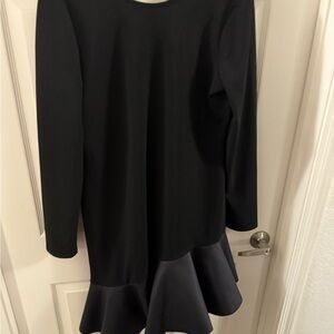 ASOS Black Long Sleeve Plunge Fit and Flare Dress